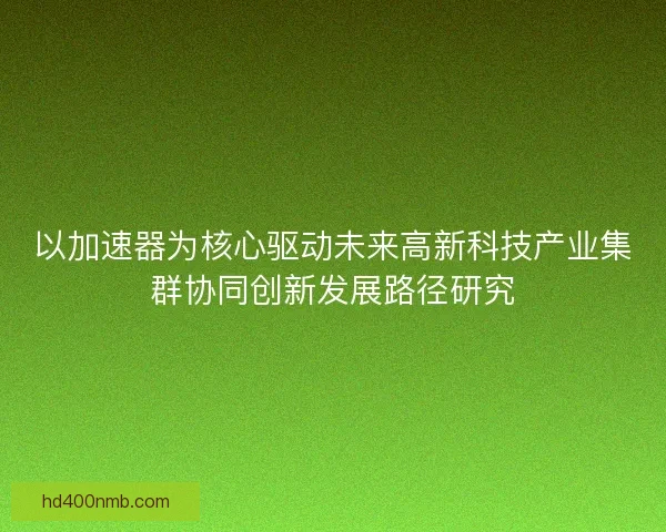 以加速器为核心驱动未来高新科技产业集群协同创新发展路径研究