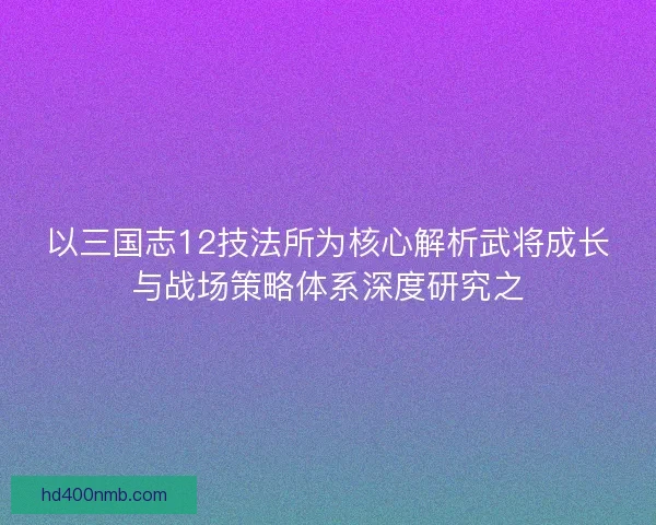 以三国志12技法所为核心解析武将成长与战场策略体系深度研究之